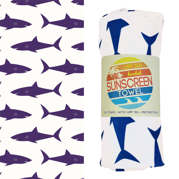 Luv Bug Co Hooded UPF 50+Sunscreen Towel - Sharks